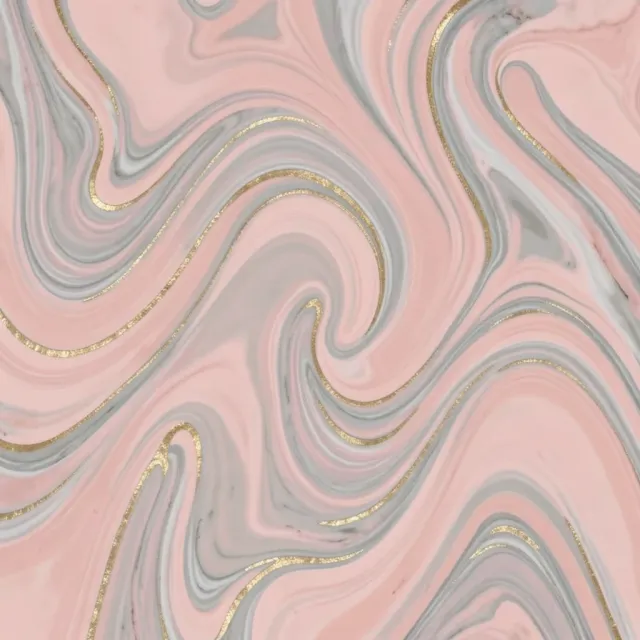 Seamless abstract marble swirl pattern in blush pink, soft grey, and gold veins