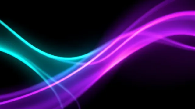 Flowing cyan and magenta neon light ribbons bending across a near-black background