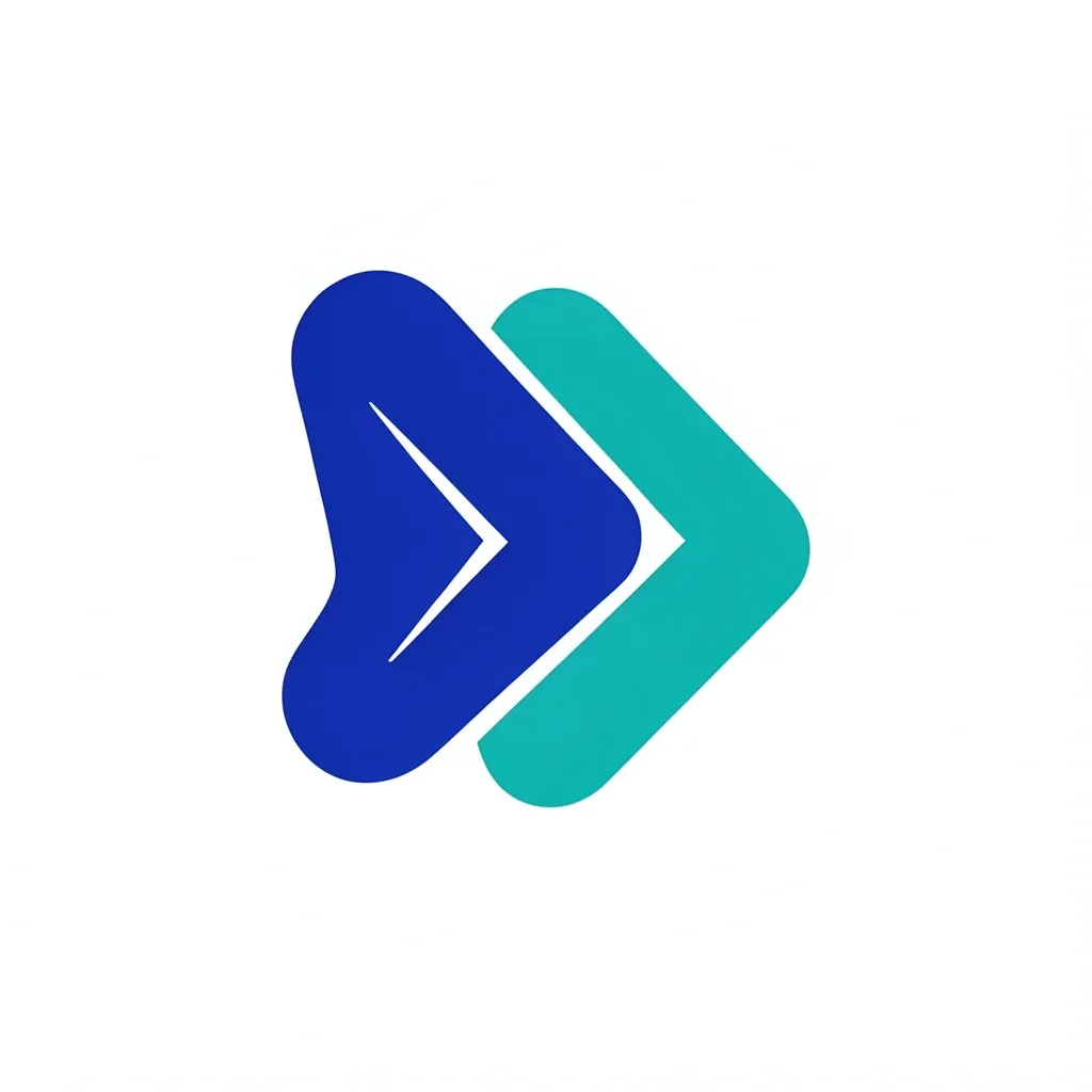 An abstract tech startup logo of converging shapes
