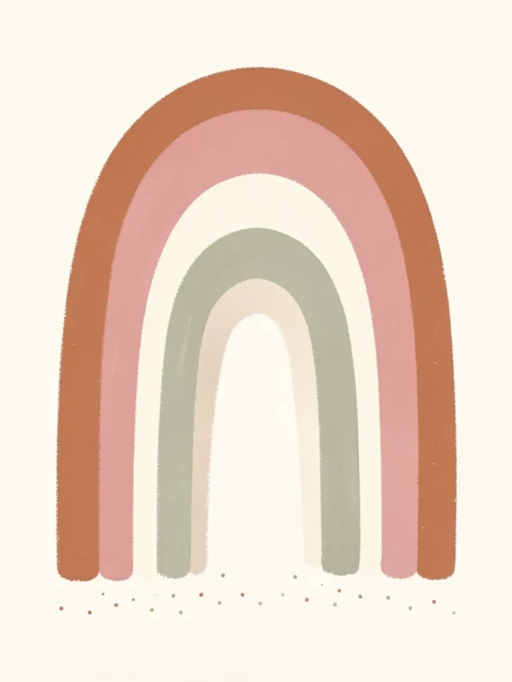 A muted boho rainbow nursery print with soft arches