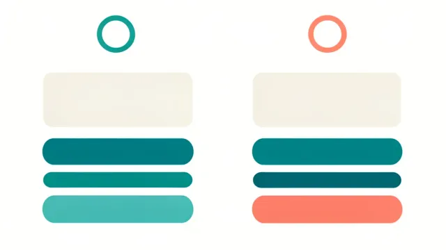Two-column comparison infographic with icons and blank text blocks on a clean layout