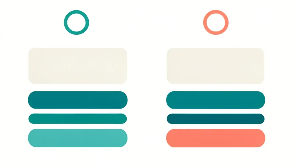 Two-column comparison infographic with icons and blank text blocks on a clean layout