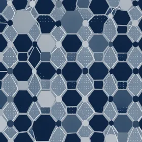 Corporate brand pattern of interlocking hexagons with connecting lines and dot grid in navy silver and white