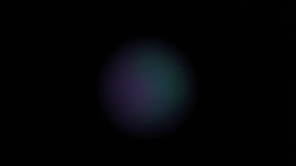 Dark minimalist desktop wallpaper with a soft indigo and teal gradient orb glowing on near-black