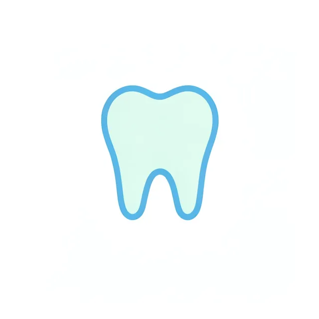Minimal blue and mint dental logo of a tooth whose lower edge curves into a smile line