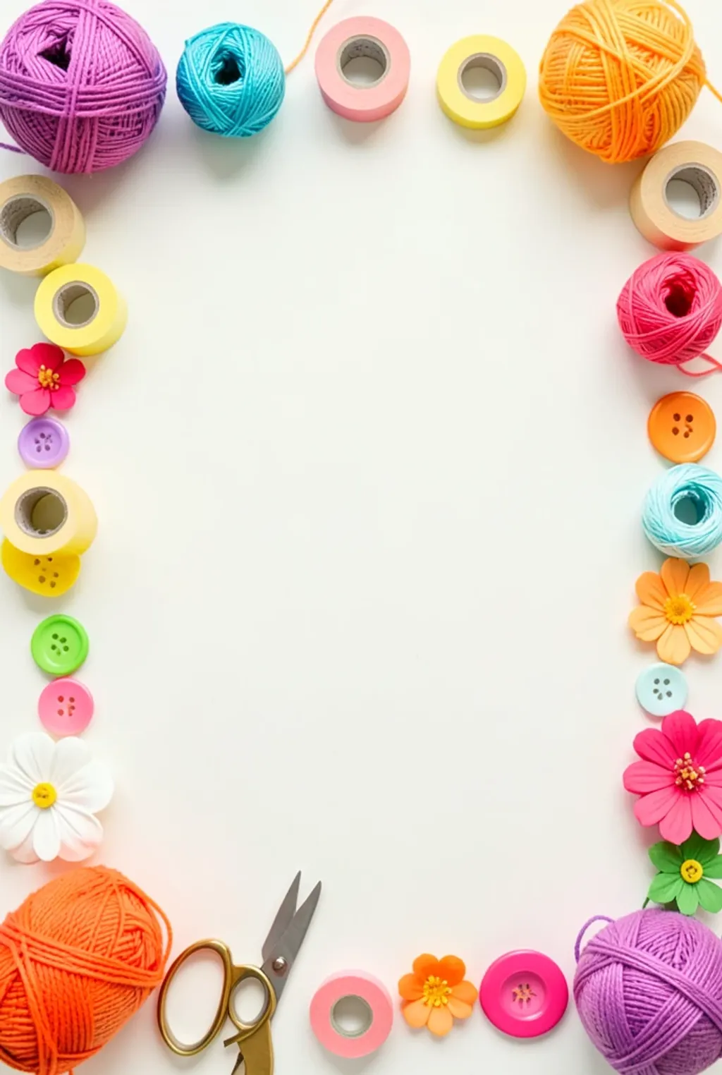 A craft-supplies border pin background with empty center