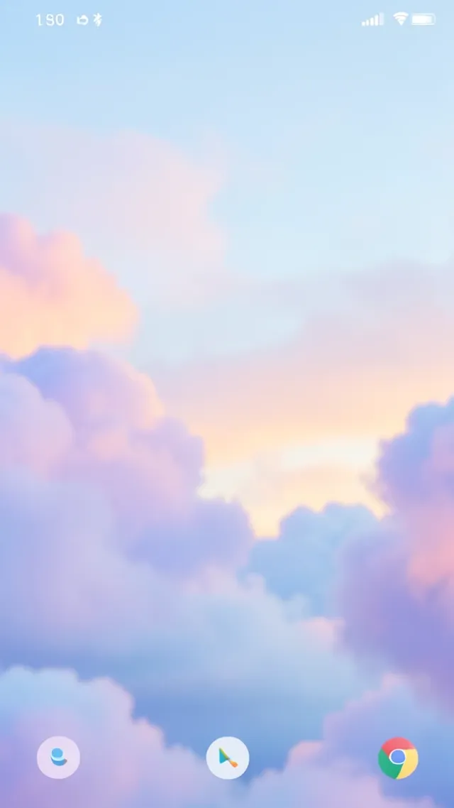 Dreamy pastel twilight clouds in lilac, peach and baby blue for a soft phone wallpaper
