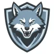 A bold wolf head esports mascot crest logo — AI-generated example render