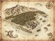 A hand-drawn fantasy island kingdom map on parchment
