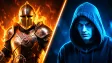 A split orange and blue versus gaming YouTube thumbnail
