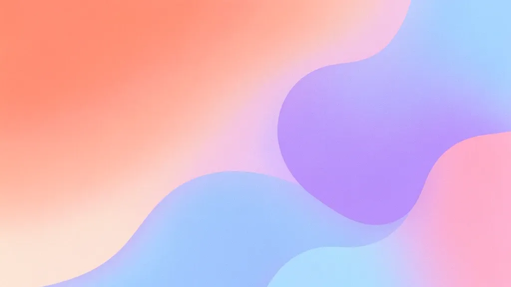 Smooth abstract gradient-mesh wallpaper with coral, peach, lilac and blue blending like liquid