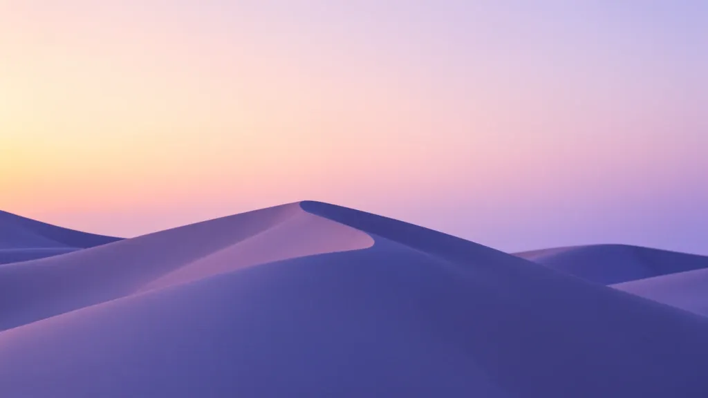 Minimal abstract desert dunes with smooth sand ridges in peach and lavender gradients