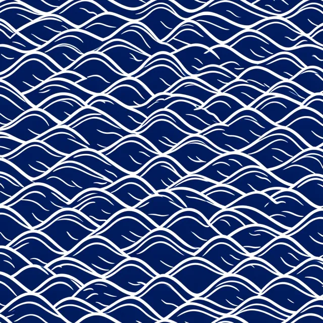 Minimal Japanese repeating wave pattern in indigo and white with clean linework