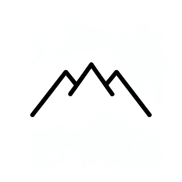 Minimalist logo of three overlapping mountain peaks in a single black line on a white background