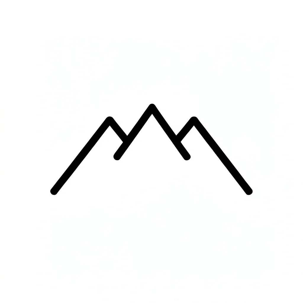 Minimalist logo of three overlapping mountain peaks in a single black line on a white background