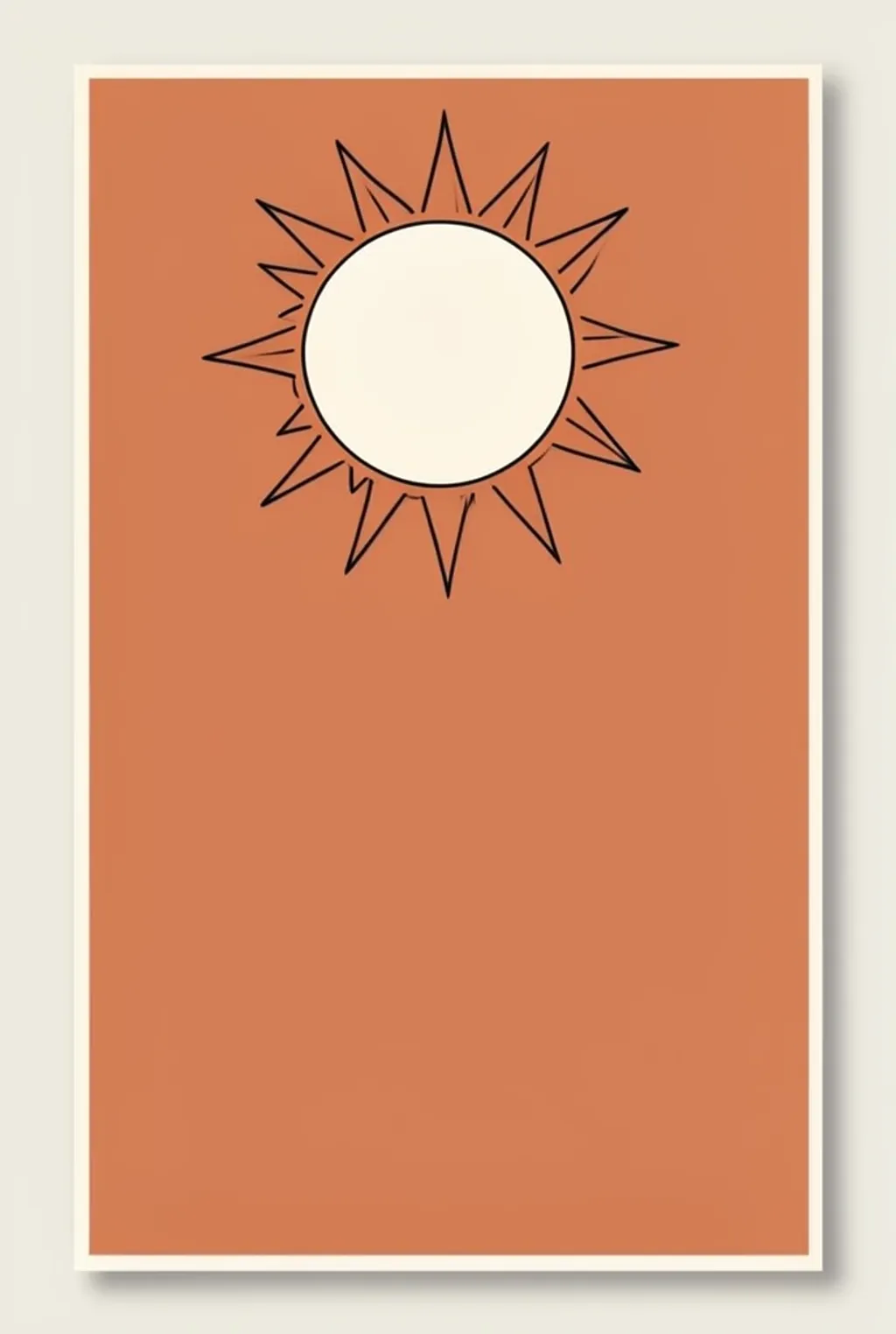 Minimal sun and moon phases wall art in terracotta and cream with clean lines