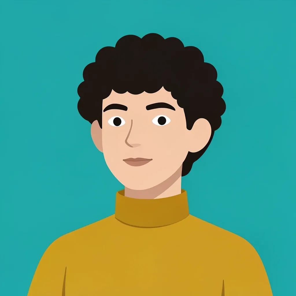 A minimal flat vector avatar portrait on solid teal