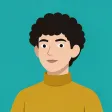 A minimal flat vector avatar portrait on solid teal
