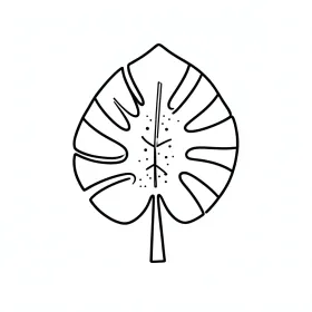 Minimalist monstera leaf t-shirt design in single continuous black line with dotwork accents on white