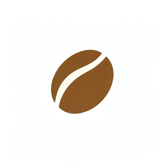 Minimalist coffee bean logo formed from two overlapping ovals in warm brown and cream on white
