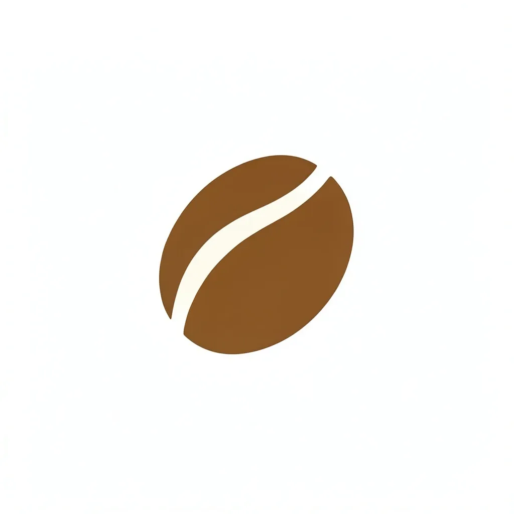 Minimalist coffee bean logo formed from two overlapping ovals in warm brown and cream on white
