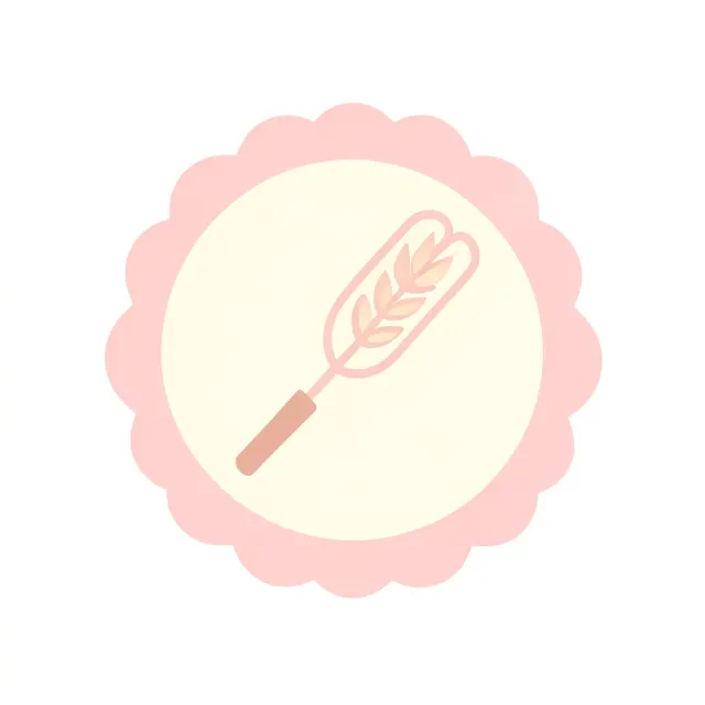 A pastel bakery logo with whisk and wheat emblem — AI-generated example render
