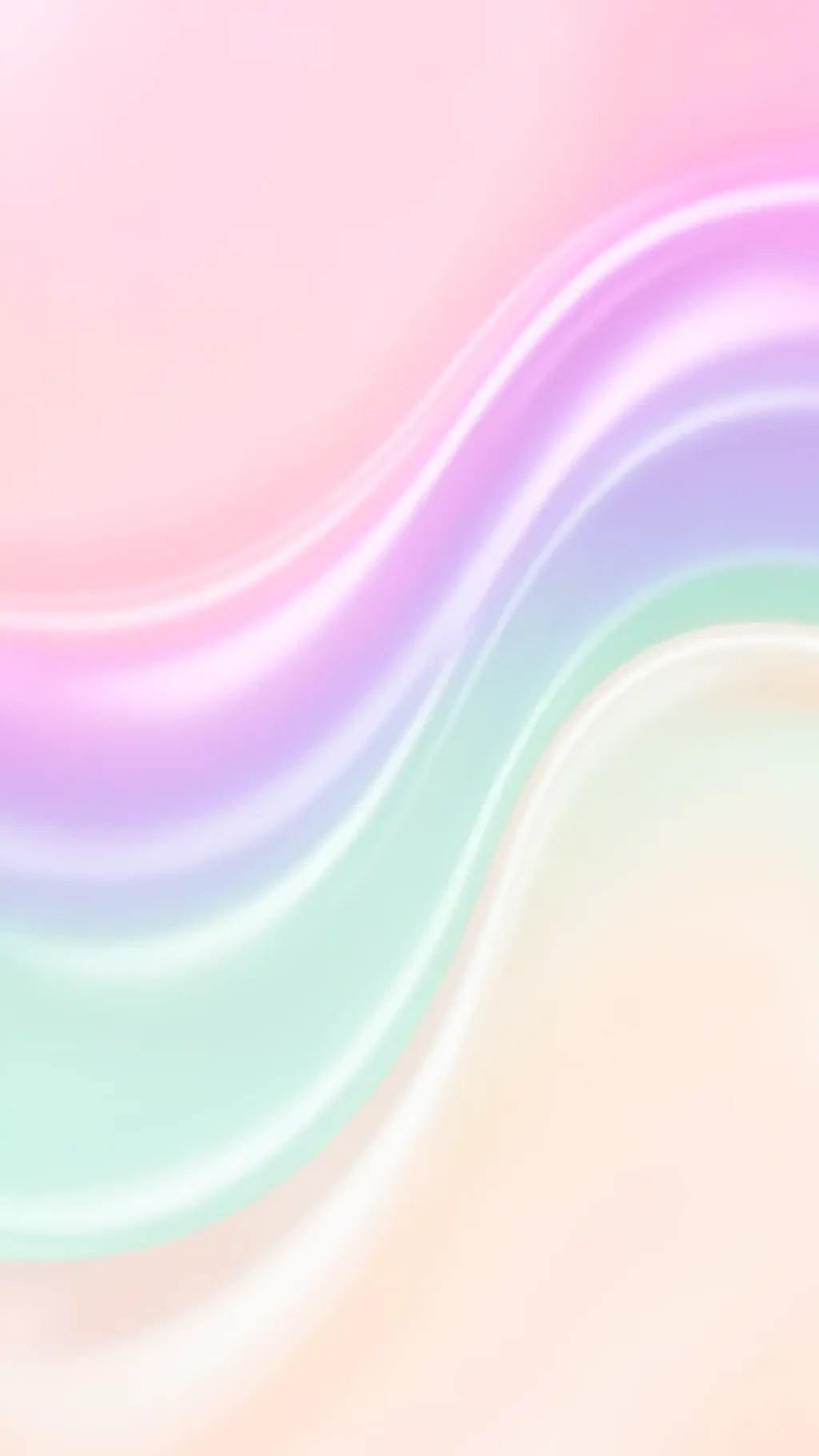 Abstract flowing pastel liquid gradient in blush, lavender and mint for a phone wallpaper