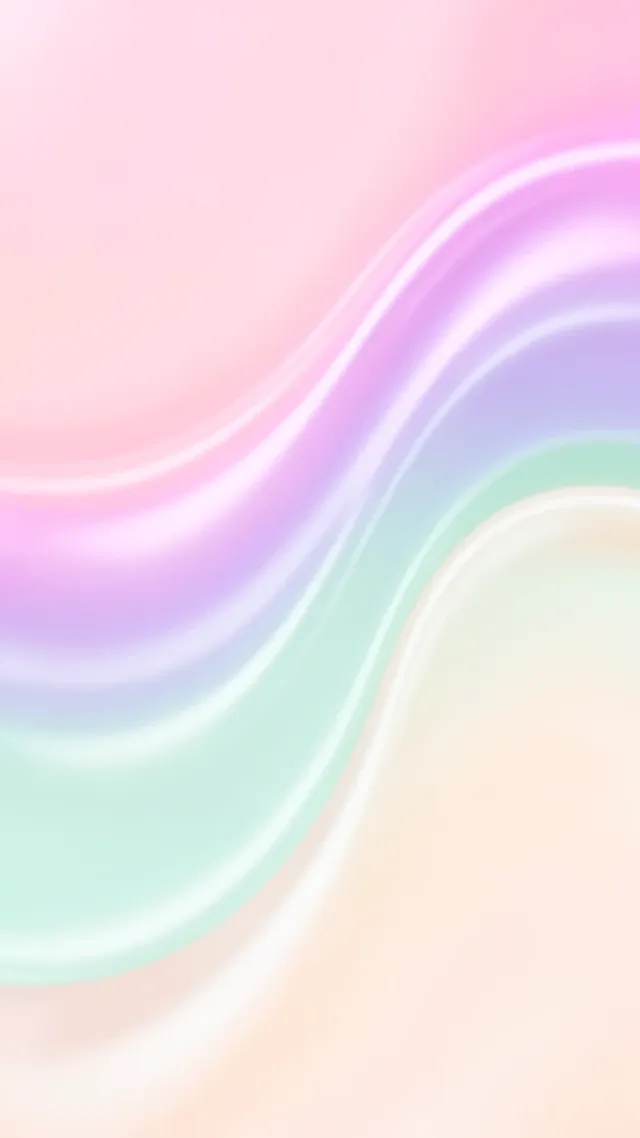 Abstract flowing pastel liquid gradient in blush, lavender and mint for a phone wallpaper