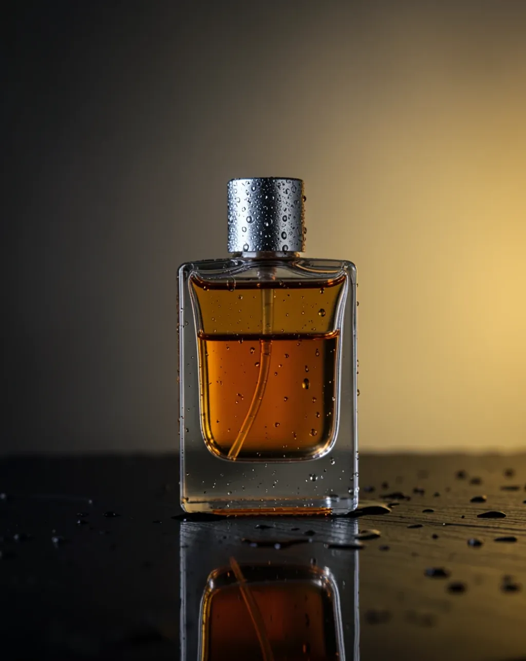 A studio perfume bottle product photo — AI-generated example render
