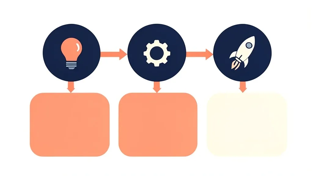 Flat design process flow infographic with three numbered steps and arrows