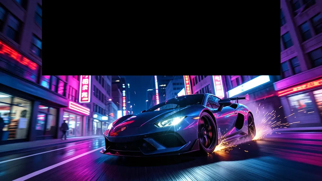 Racing game YouTube thumbnail with a sports car and blank title area