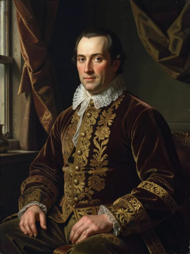 Renaissance noble portrait in rich fabrics with soft dramatic lighting