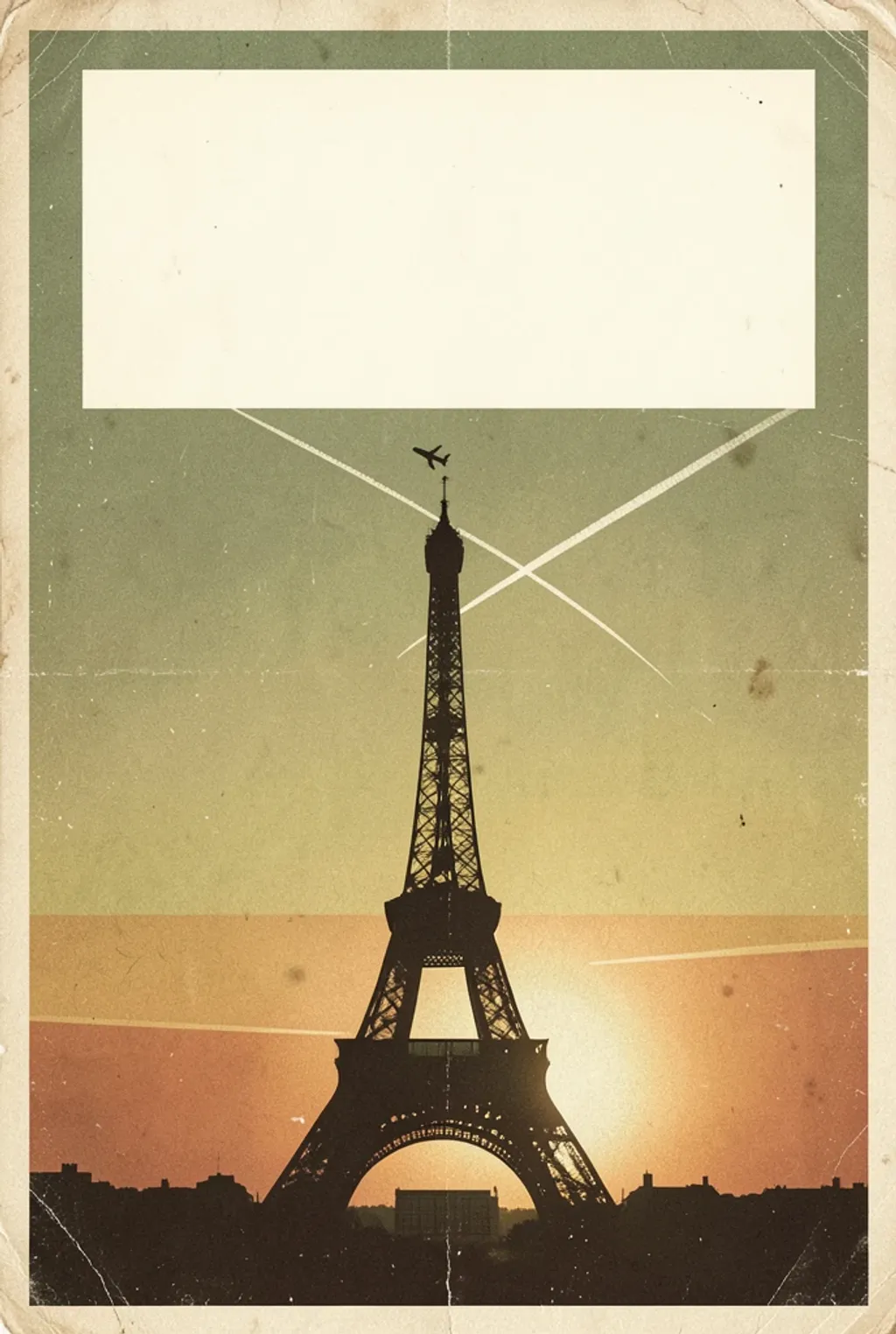 Retro European travel poster with a landmark silhouette and vintage colors