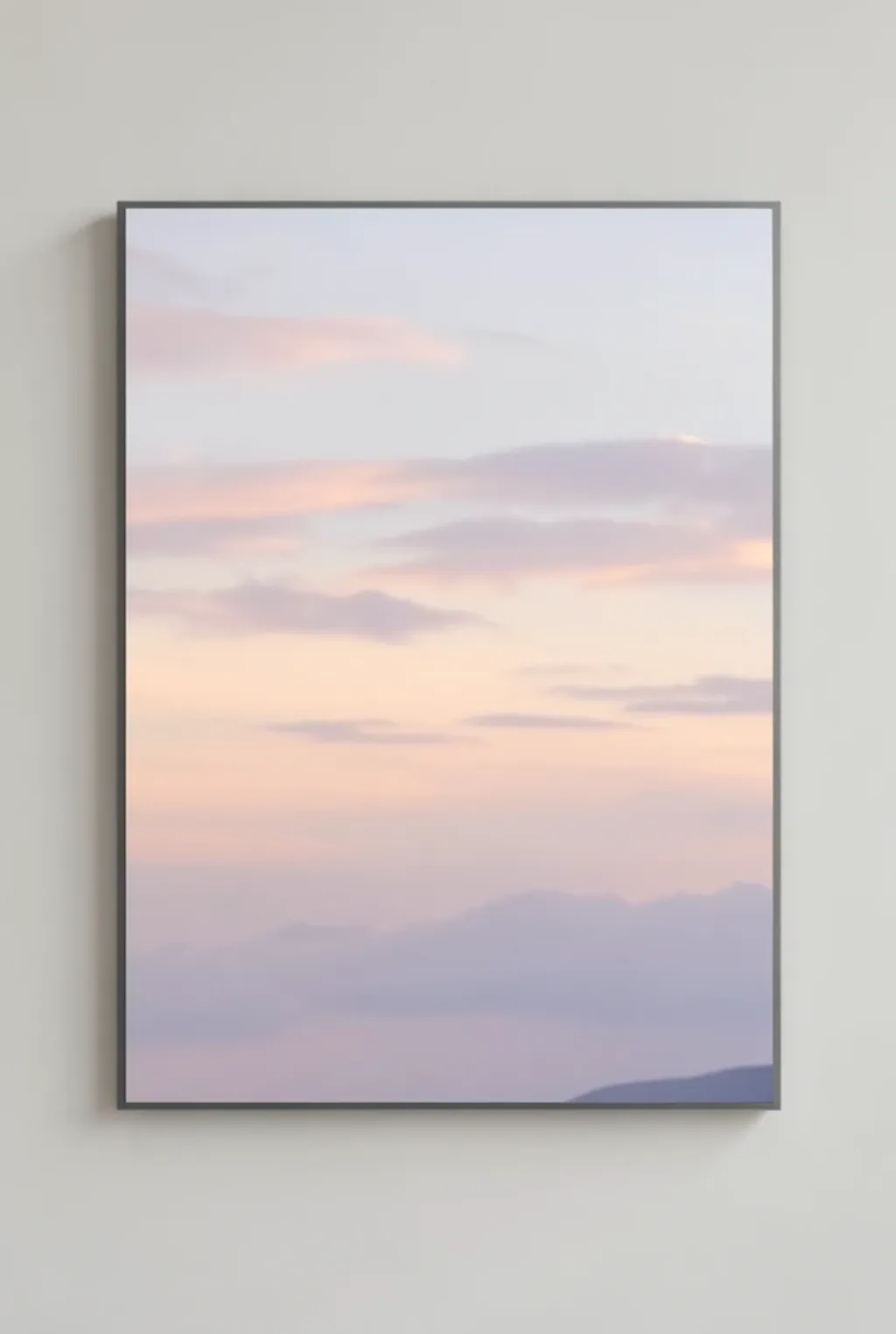 Soft abstract dawn clouds with blended peach, lavender, and pale grey horizontal morning sky layers