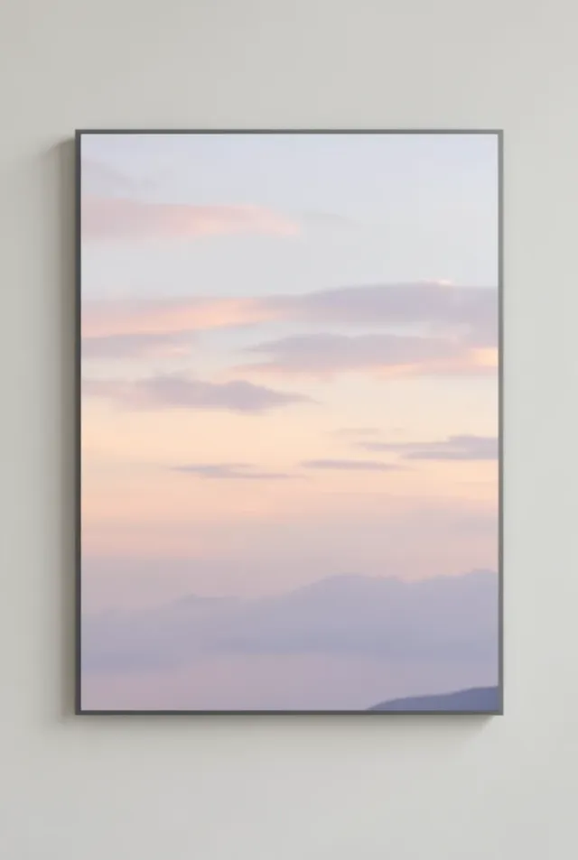 Soft abstract dawn clouds with blended peach, lavender, and pale grey horizontal morning sky layers