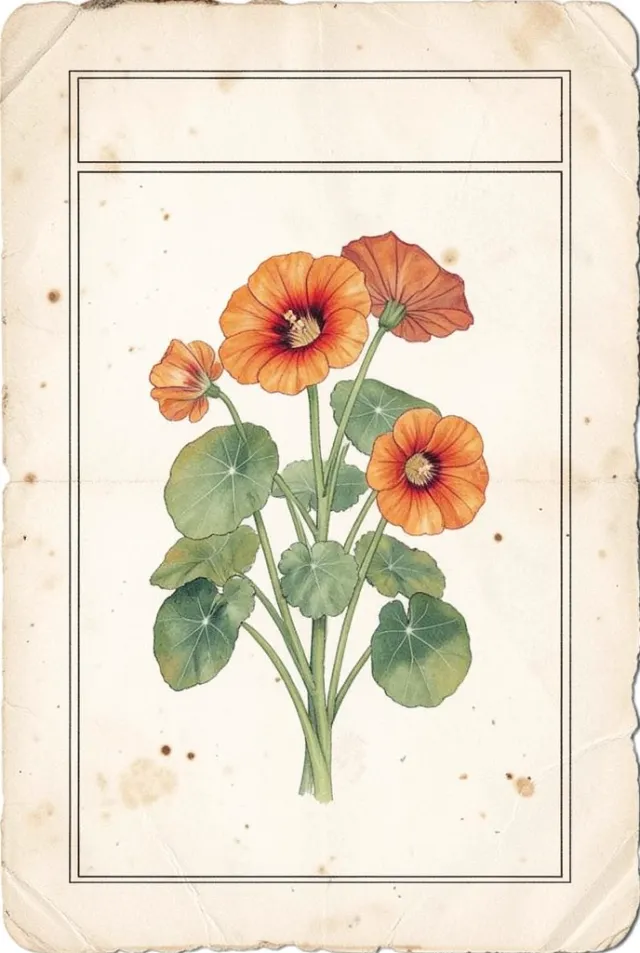 A vintage seed packet botanical illustration on aged paper