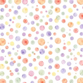 Watercolor confetti polka dot seamless pattern with soft coral lavender yellow and sage dots on white