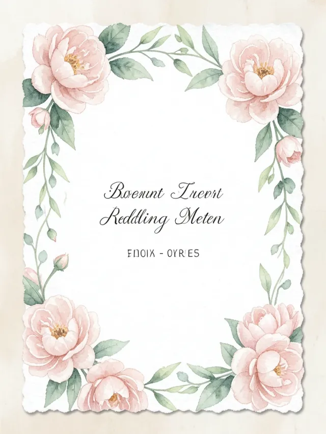 Watercolor floral wedding invitation with soft pink blooms and elegant script placeholder