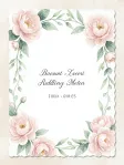 Watercolor floral wedding invitation with soft pink blooms and elegant script placeholder
