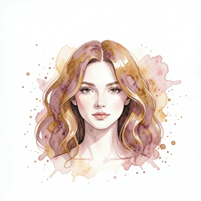A watercolor avatar dissolving into pigment splashes on white