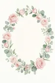 Watercolor wedding save-the-date with botanical wreath and blank cream center