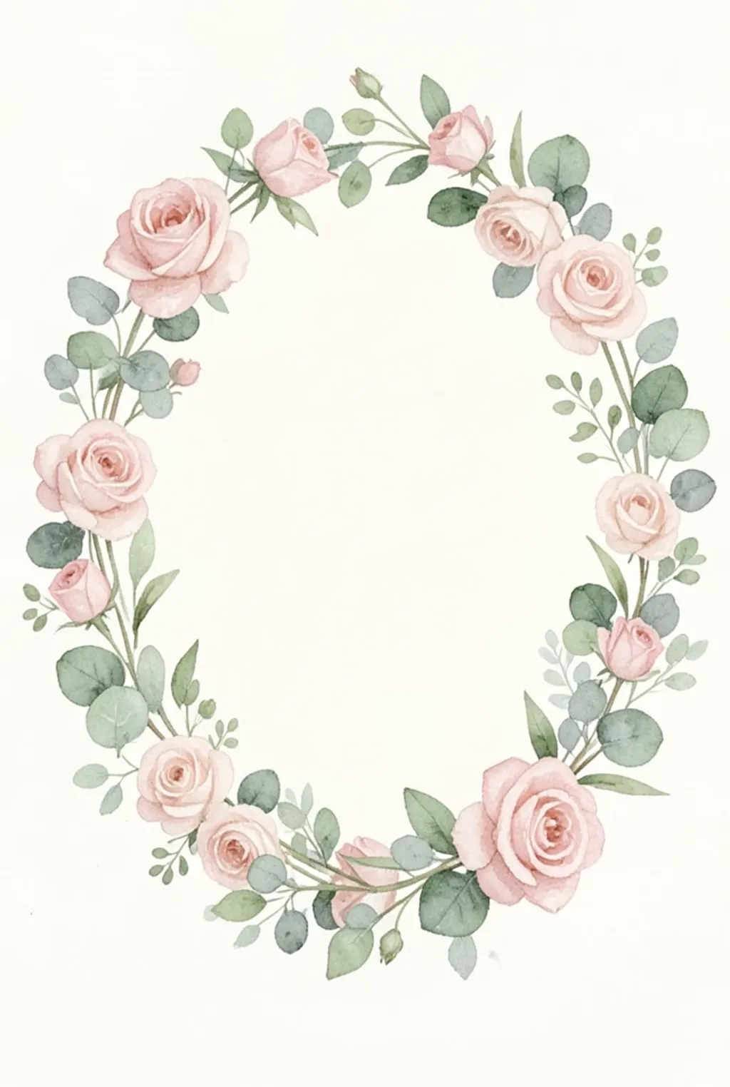 Watercolor wedding save-the-date with botanical wreath and blank cream center
