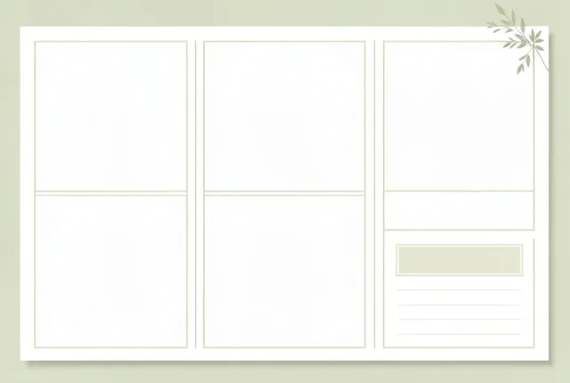 Minimalist weekly planner spread template with seven day columns in a sage and cream palette