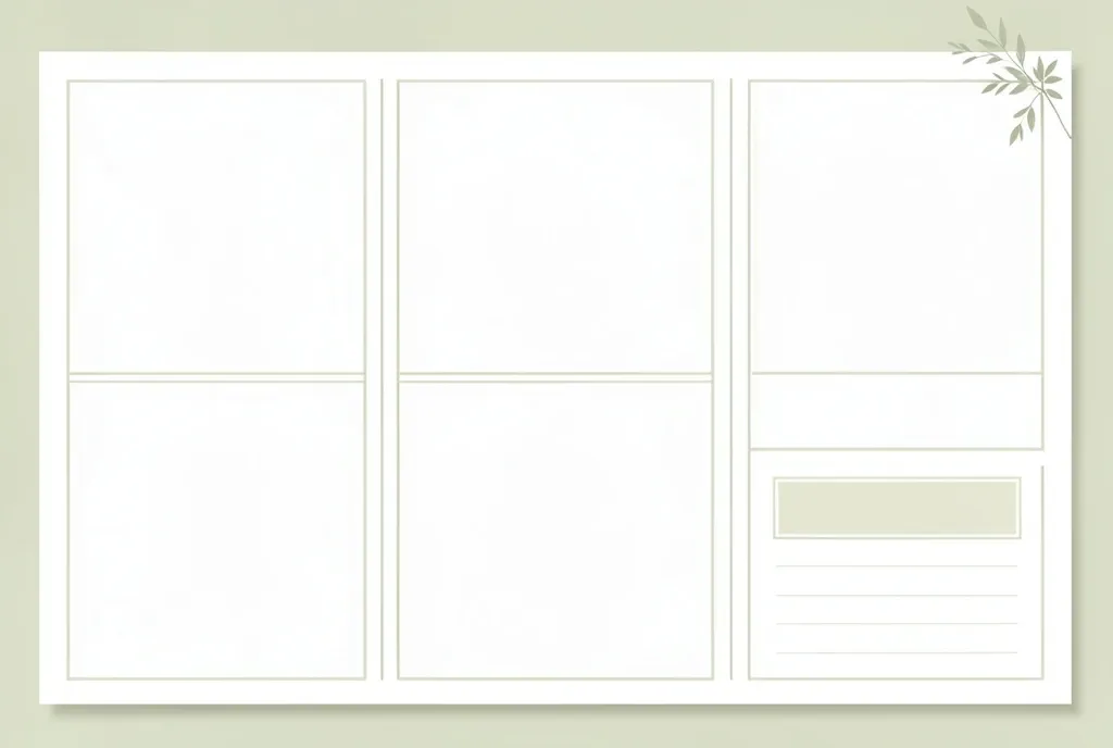 Minimalist weekly planner spread template with seven day columns in a sage and cream palette
