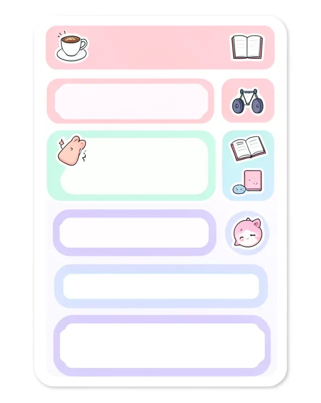 Cute weekly planner sticker sheet with habit trackers and decorative icons